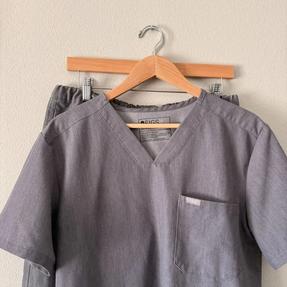 Figs Medical Scrubs Set Technical top and Pisco straight leg pant graphite